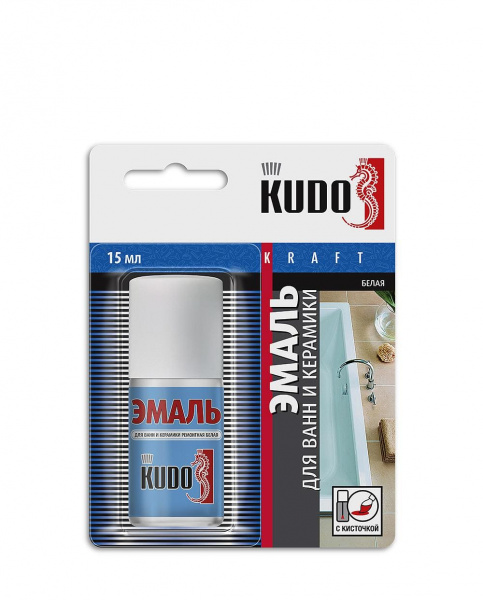 Эмаль для ванн и керамики ремонтная с кисточкой KUDO KU-7K1301