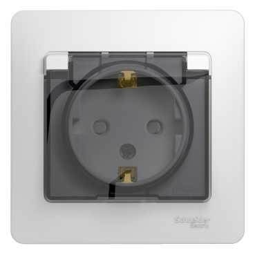 Розетка Glossa с заземлением IP44 в сборе GSL000148 Белая