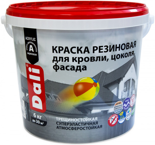 Краска фасадная резиновая коричневая Dali 6 кг 20722