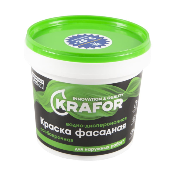 Краска фасадная особопрочная Krafor 1,5 кг (Зеленая) 42163