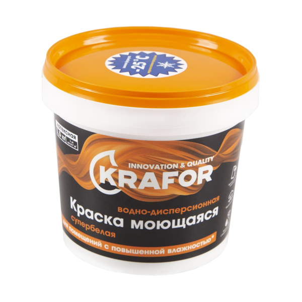 Краска латексная интерьерная моющаяся Krafor 1,5 кг (Оранжевая) 42164